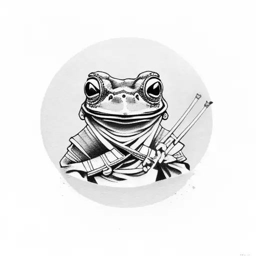 samurai frog smoking tattoo design idea