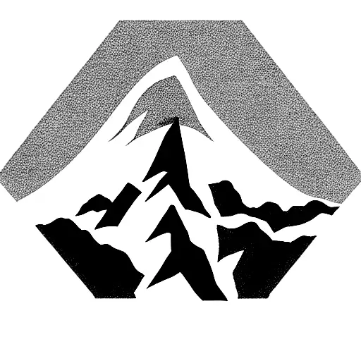 mountains with a flag on top with 111 written on it  tattoo design idea
