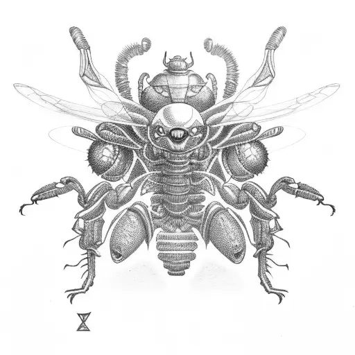 bumblebee alien flower tattoo design idea