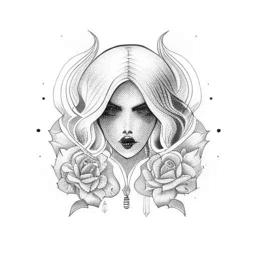 drug woman tattoo design idea