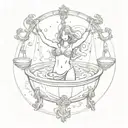 Libra in the middle that tries to hold up a sagittarius and a aries in each tub tattoo design idea