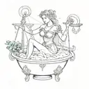 Libra in the middle that tries to hold up a sagittarius and a aries in each tub tattoo design idea