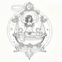 Libra in the middle that tries to hold up a sagittarius and a aries in each tub tattoo design idea