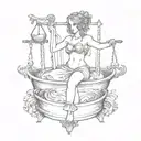 Libra in the middle that tries to hold up a sagittarius and a aries in each tub tattoo design idea