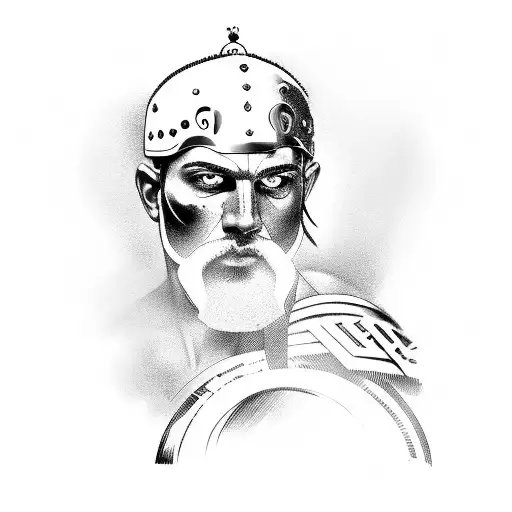 greek warrior in action tattoo design idea