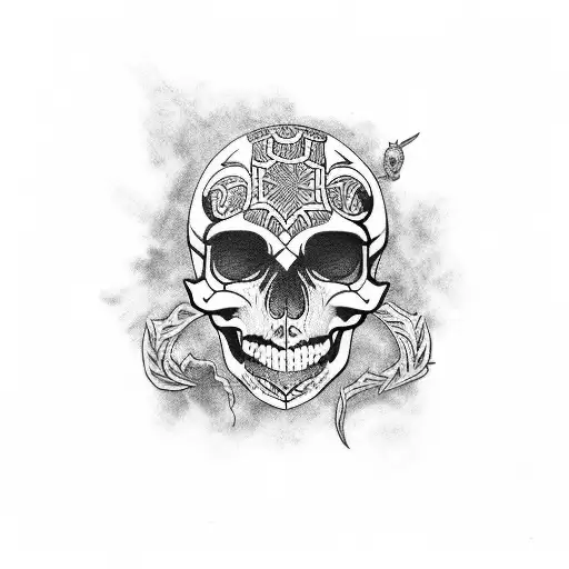 pirate Māori skull tattoo design idea