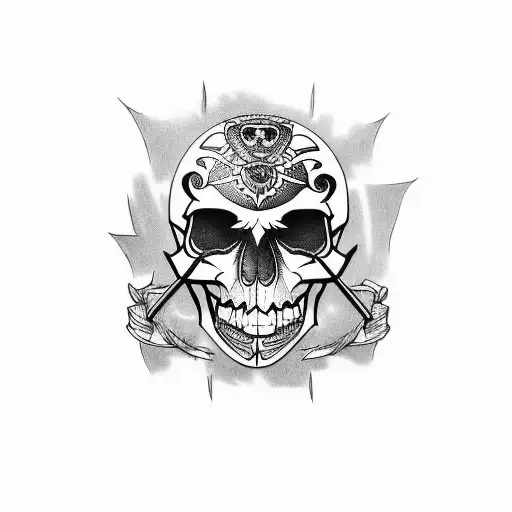 pirate Māori skull tattoo design idea