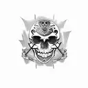 pirate Māori skull tattoo design idea