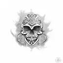 pirate Māori skull tattoo design idea