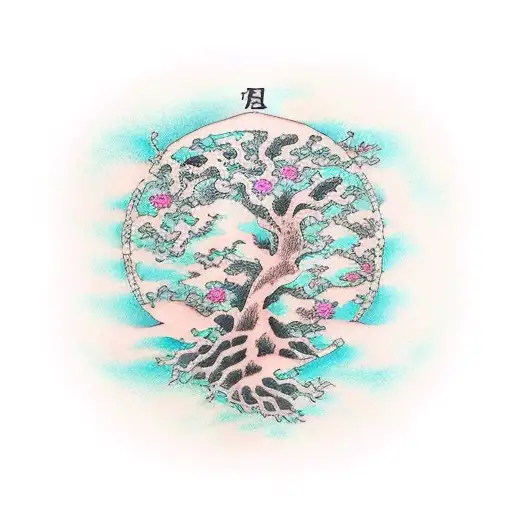 Japanese "Tree Of Life" Tattoo Idea BlackInk AI
