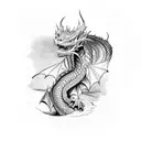 Smaug the Dragon from Peter Jackson movie The Hobbit tattoo design idea