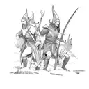 Elves in battle, from Peter Jackson "Lord of the Rings" films tattoo design idea