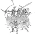 Elves in battle, from Peter Jackson "Lord of the Rings" films tattoo design idea