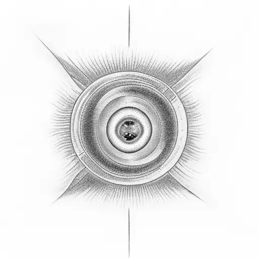 A surreal tattoo of a sunset merging into a black hole tattoo design idea