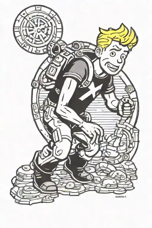 Fallout Vault boy tattoo design idea