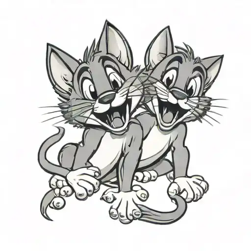 tom and jerry smiling with outstretched paws tattoo design idea