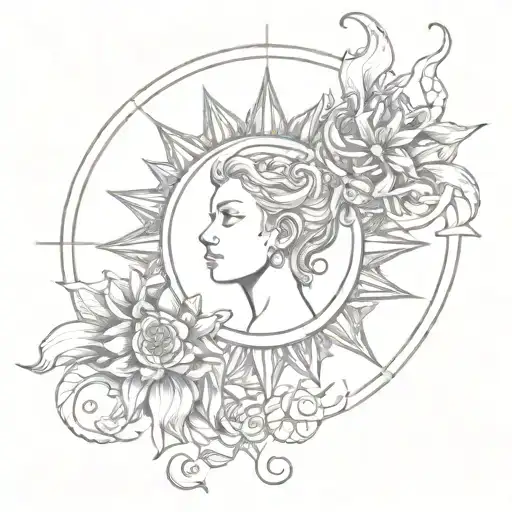 lyra with a sun symbol incorporated tattoo design idea