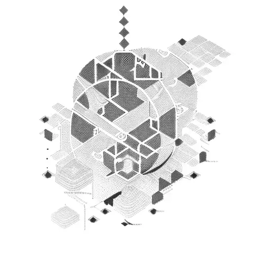 A tattoo design that represents the concept of data science in a Japanese cultural style tattoo design idea