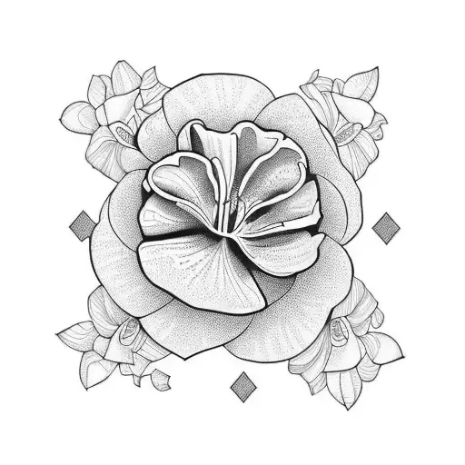 violets and gladiolis with dad tattoo design idea