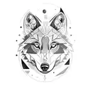 black wolf with geometric shapes florals magic tattoo design idea