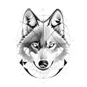 black wolf with geometric shapes florals magic tattoo design idea