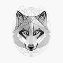 black wolf with geometric shapes florals magic tattoo design idea