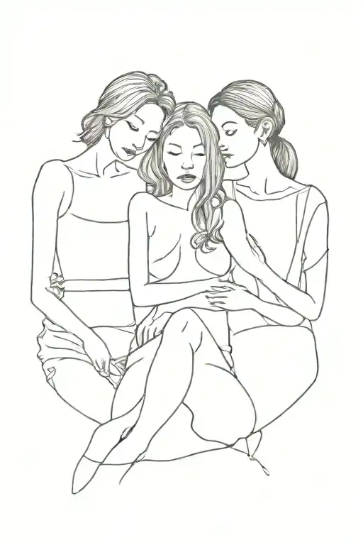 3 sister 1 brother  tattoo design idea
