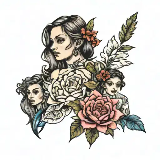 3 sister 1 brother  tattoo design idea