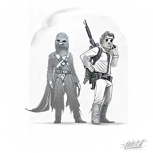 Han Solo vs Greedo in western standoff tattoo design idea
