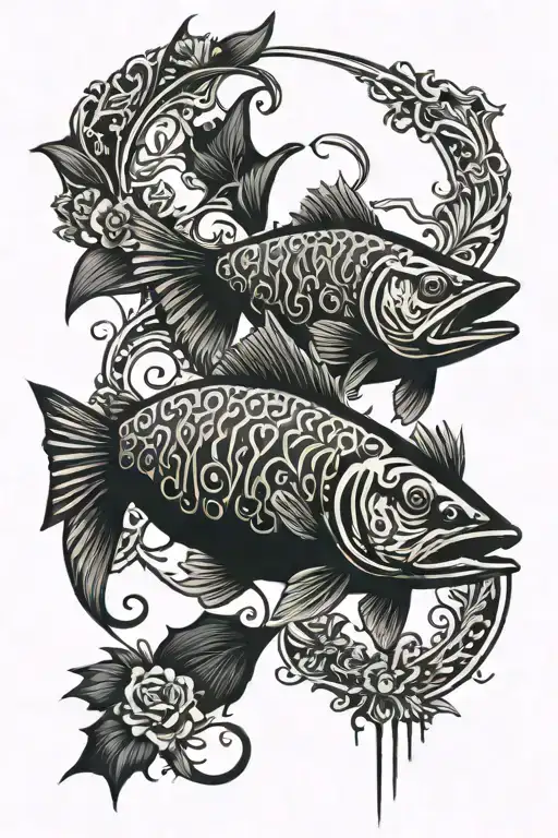 Salmon tattoo design idea