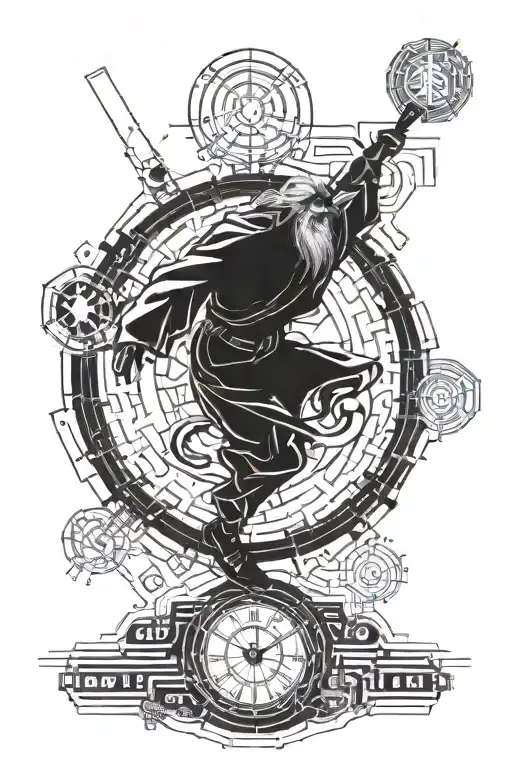 father time running tattoo design idea