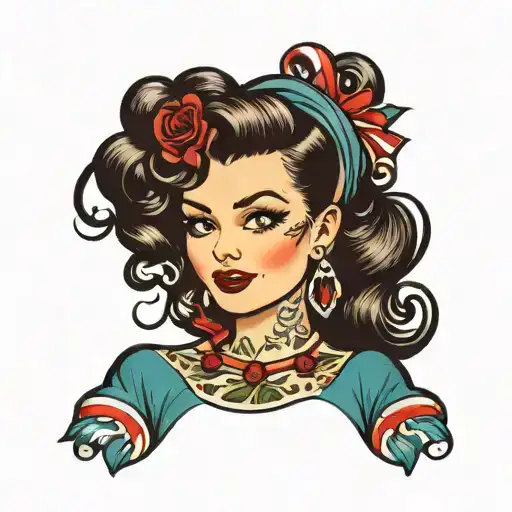American Traditional Pinup  tattoo design idea