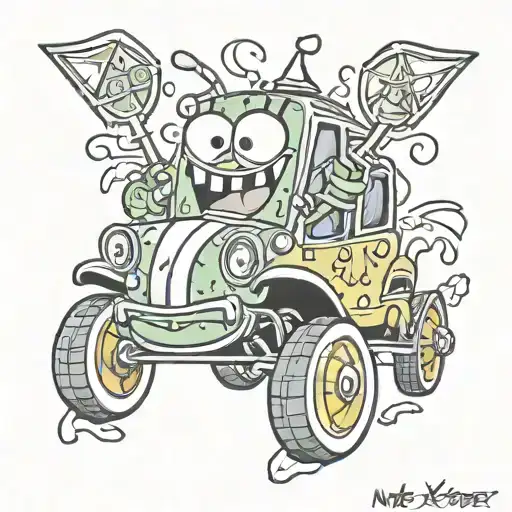 spongebob krabby car tattoo design idea