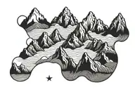 mountains and ocean tattoo design idea