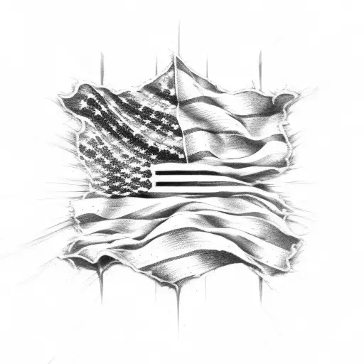 ripped american flag  tattoo design idea