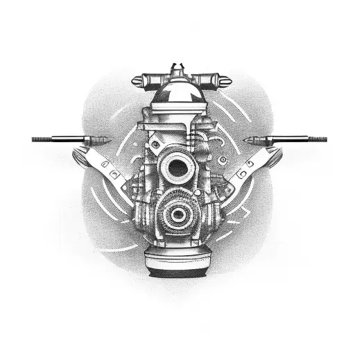 Design a tattoo showcasing a vintage car engine transformed into a communication device tattoo design idea
