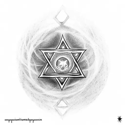 A dotwork tattoo of a vampire diary with a star of David and a silver pen lying on top tattoo design idea