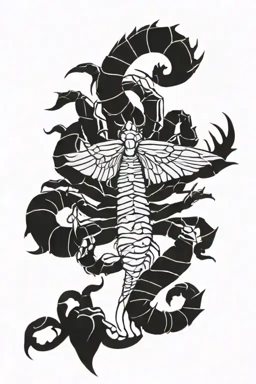 A scorpion with wings made out of dollar bills, representing the client's passion for money and love for scorpions tattoo design idea