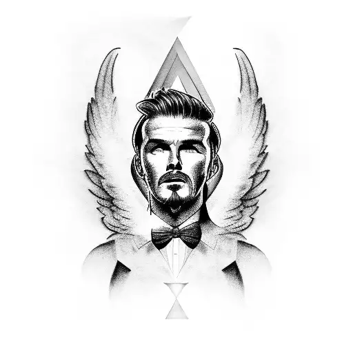 Angel con alas abiertas estilo David Beckham  tattoo design idea