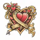 HEARTS AND K letter tattoo design idea