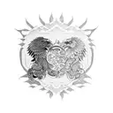 Lion and eagle asian design tattoo design idea