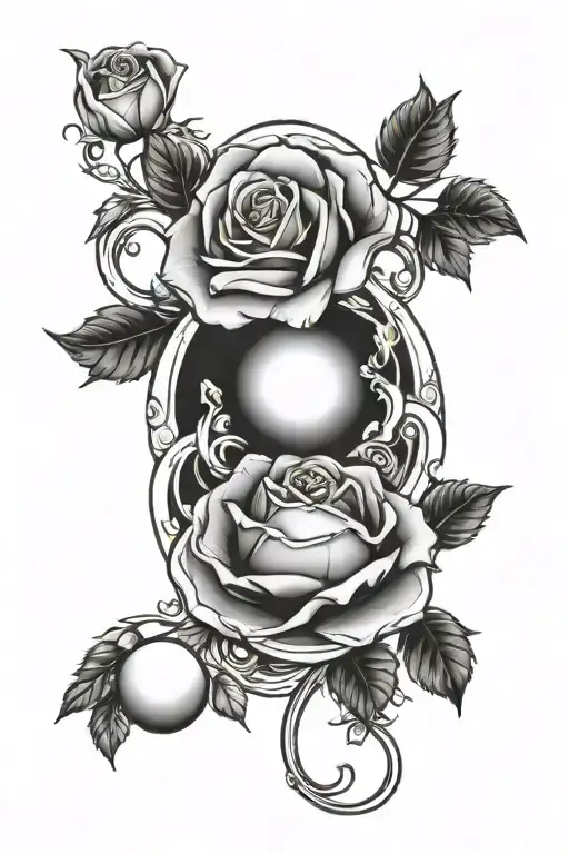 a white rose and 8 billiard ball tattoo design idea