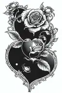 a billiard ball coming out of the heart of a white rose tattoo design idea