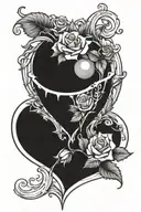 a billiard ball coming out of the heart of a white rose tattoo design idea