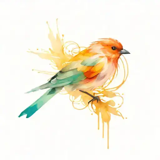 bird with blurry lines, shading tattoo design idea