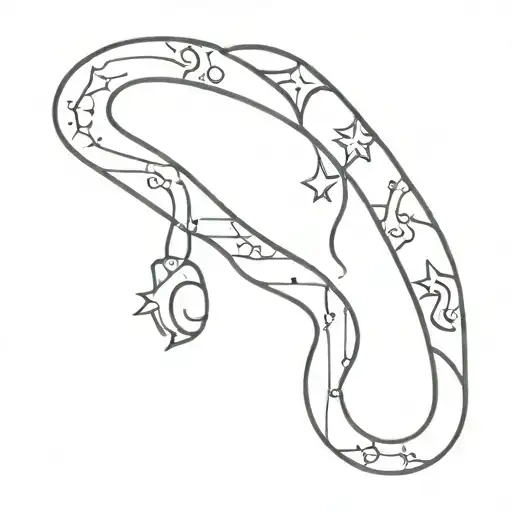 snake, moon, zodiac sign gemini and stars tattoo design idea