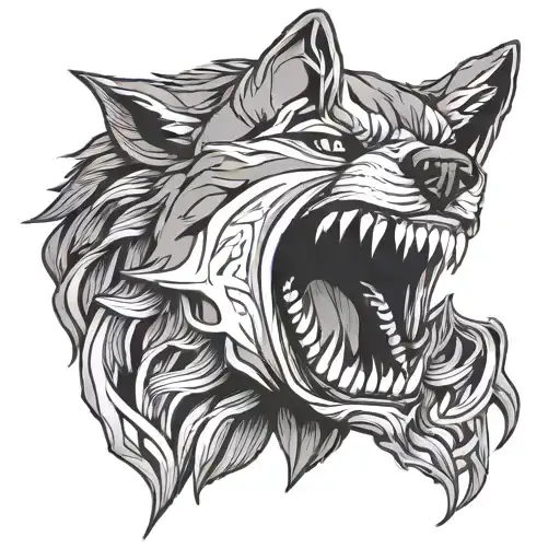 growling wolf tattoo design idea