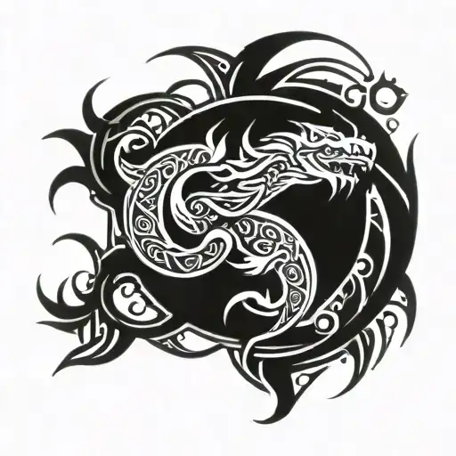 drakon , water  , sun tattoo design idea