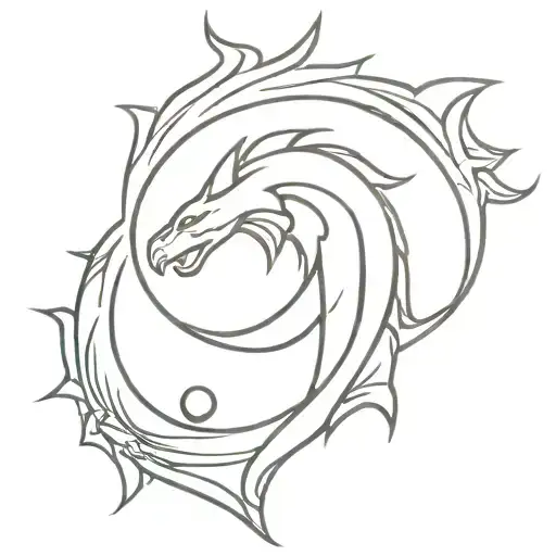 drakon , water  , sun tattoo design idea