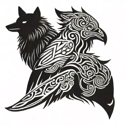 crow and wolf relationship  tattoo design idea